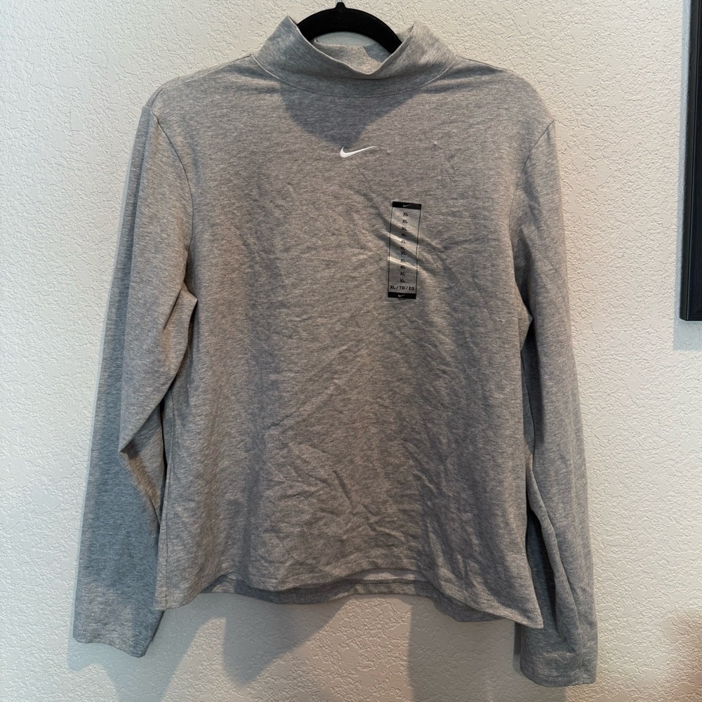 Nike Heather Gray Mock Neck Long Sleeve